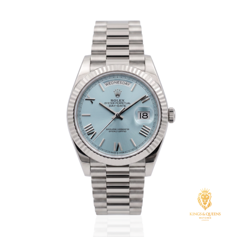 Rolex Day-Date 40 228236 in platinum with a blue dial