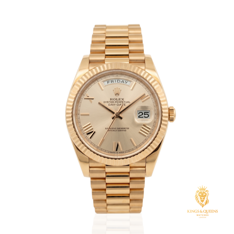 Rolex Day-Date 40 228235 in Everose gold with a sundust Roman numeral dial
