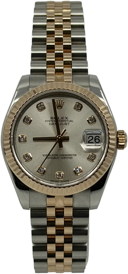 Rolex Datejust, Silver Diamond Dot Dial dial, Steel And Rose Gold
