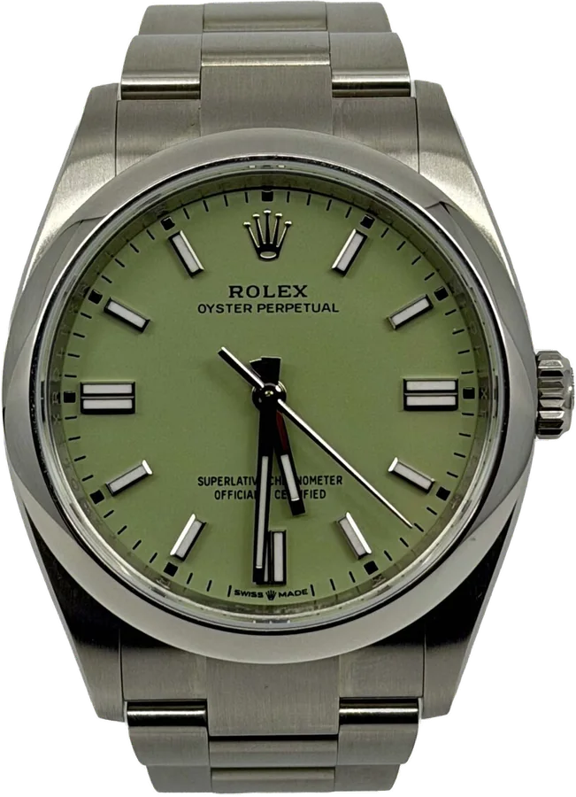 Rolex Oyster Perpetual, Pistachio dial, Stainless Steel