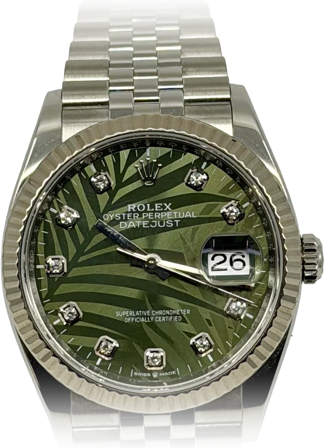 Rolex Datejust, Green Palm Diamond Motif dial, Steel