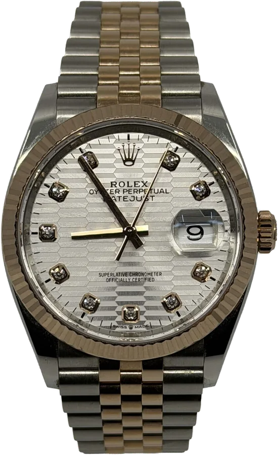 Rolex Datejust, Silver Diamond dial, Steel & Rose Gold