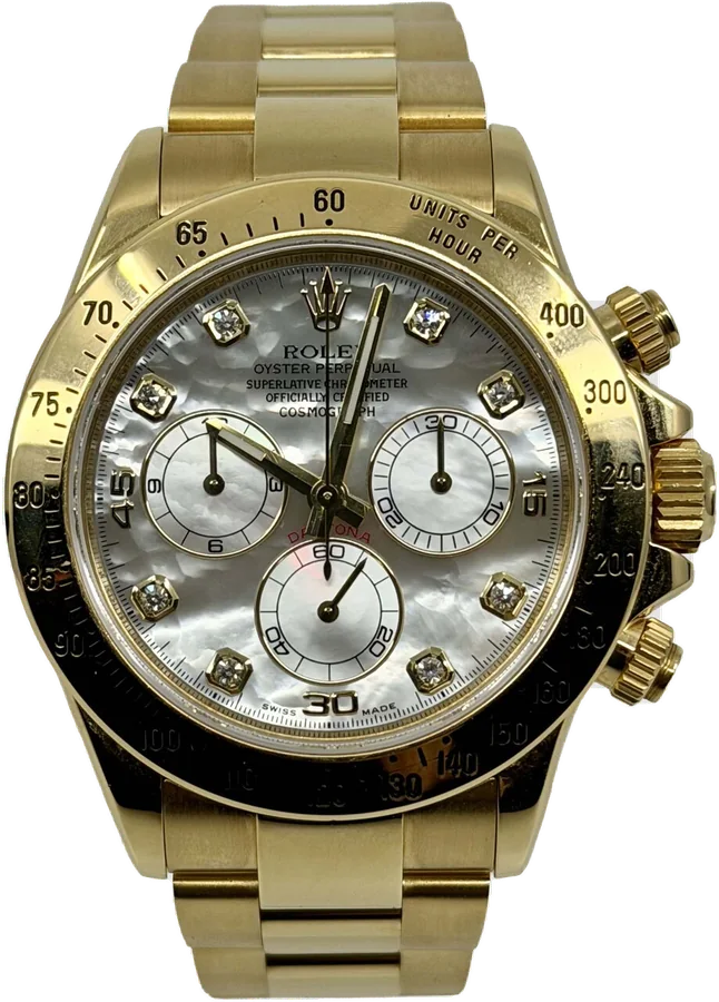 Rolex Daytona, Mother Of Pearl Diamond dial, Yellow Gold