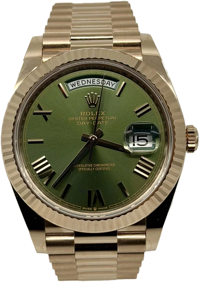 Rolex Day-Date, Olive dial, Rose Gold