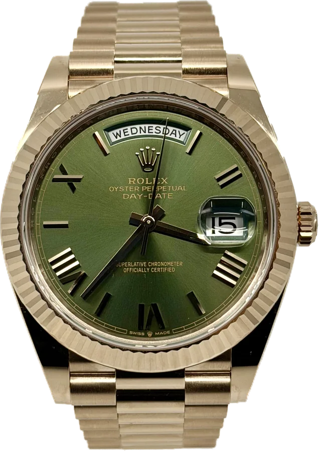 Rolex Day-Date, Olive dial, Rose Gold